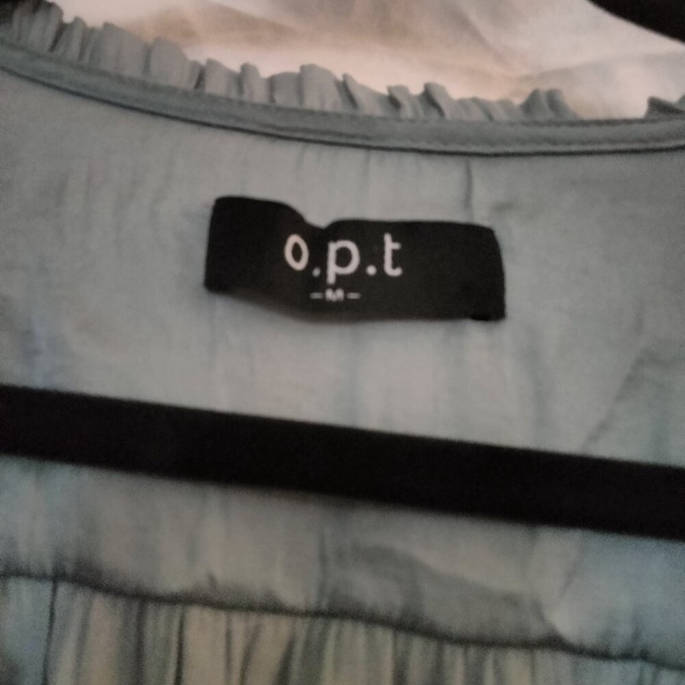 O.P.T. Tianna Ruffled Mini Steel Blue Dress  Size M NWT - Picture 2 of 3